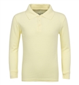 Wholesale Adult Size long Sleeve Pique Polo Shirt School Uniform in Yellow. High School Uniform polo Shirts