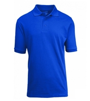 Wholesale Big Mens Short Sleeve Pique Polo Shirt School Uniform in Royal Blue. High School Uniform polo Shirts