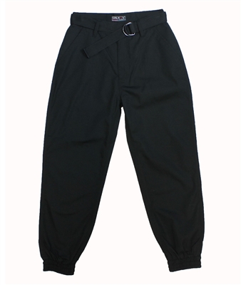 Wholesale Boys Belted Ripstop Jogger Pants Black