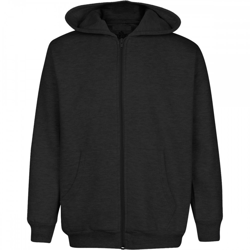 Wholesale Boys Fleece Zip Up Hooded Sweatshirt in Black