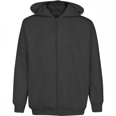 Wholesale Boys Fleece Zip Up Hooded Sweatshirt in Charcoal