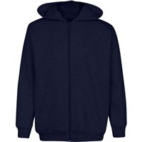 Wholesale Boys Fleece Zip Up Hooded Sweatshirt in Navy