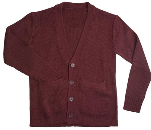 Wholesale Uniform Kid's Cardigan in Burgundy