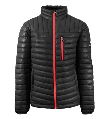 Wholesale Men's Quilted Bubble Jacket by Spire in Black with Red Zipper