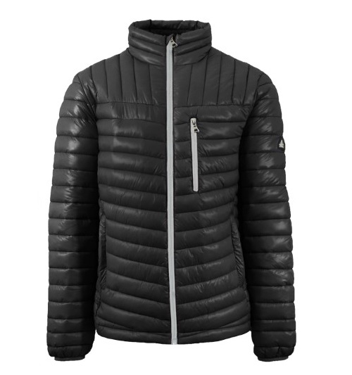 Wholesale Men&#39;s Quilted Bubble Jacket by Spire in Black with Silver Zipper