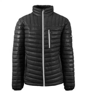 Wholesale Men's Quilted Bubble Jacket by Spire in Black with Silver Zipper