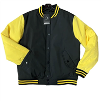 Wholesale Men's Varsity Style Jacket in Black and Gold
