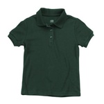Wholesale Junior Short Sleeve Jersey Knit Polo Shirt in Hunter Green