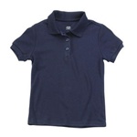 Wholesale Junior Short Sleeve Jersey Knit Polo Shirt in Navy