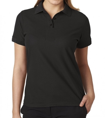 school uniform companies Junior Short Sleeve 3 Button Jersey Knit Shirt  in Black