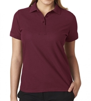 Wholesale Junior Short Sleeve 3 Button Jersey Knit Shirt  in Burgundy