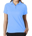 Wholesale Junior Short Sleeve 3 Button Jersey Knit Shirt  in Light Blue