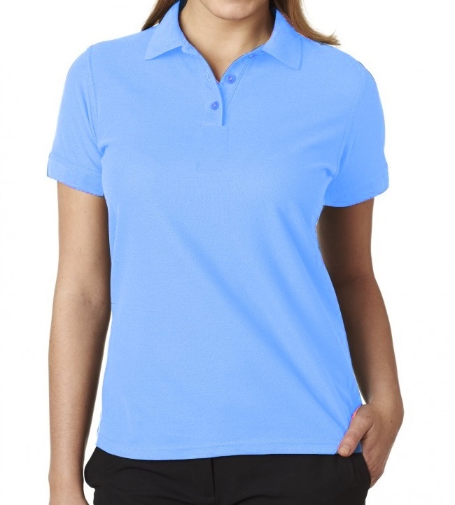 Wholesale Junior Short Sleeve 5 Button Jersey Knit Shirt in Light Blue