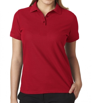 school uniforms wholesale distributors Junior Short Sleeve 3 Button Jersey Knit Polo Shirt  in Red