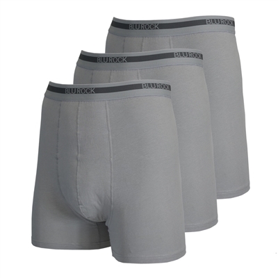 Wholesale 3-Pack Men's Stretch Cotton Boxer Briefs in Gray
