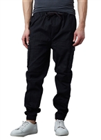 Wholesale Men's Cargo Drawstring Stretch Jogger Pants Black