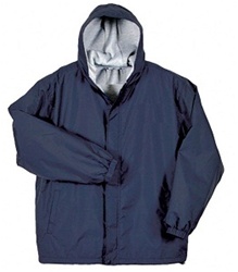 Wholesale Young Men's Fleece Lined School Uniform Jacket with Hood in Navy