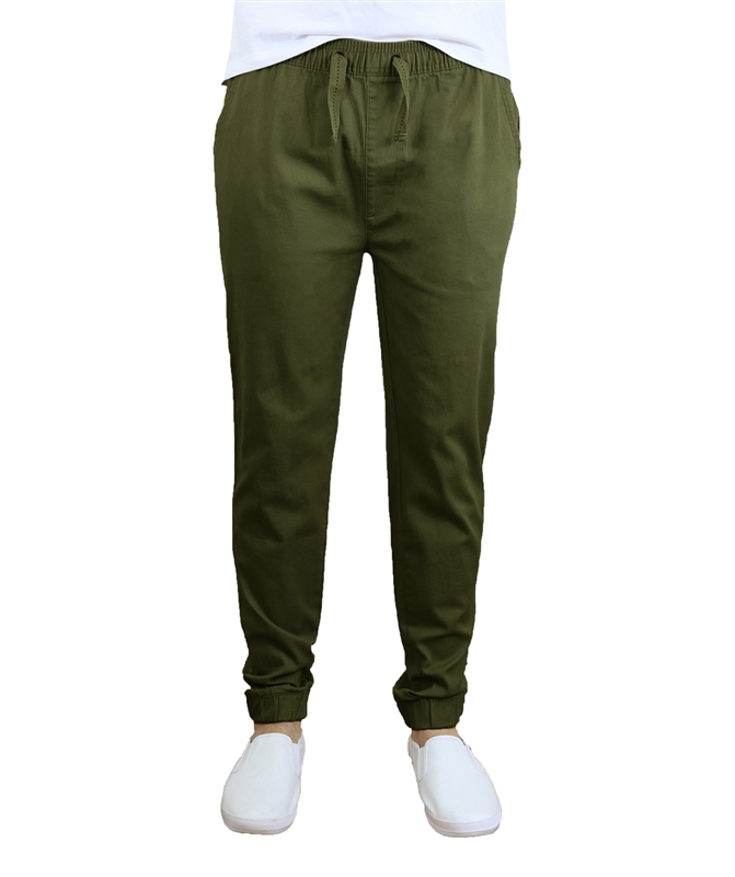 Wholesale Men's Drawstring Stretch Jogger Pants Timber School Uniforms - Olive  Green