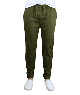Wholesale Men's Drawstring Stretch Jogger Pants Olive Green