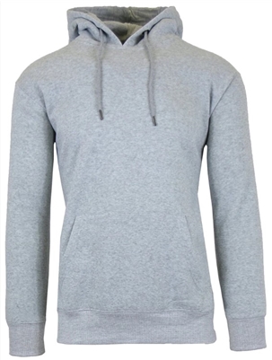 Wholesale Mens Fleece Pullover Hooded Sweatshirt in Heather Grey