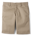 Wholesale Toddler School Uniform Flat Front Shorts in Khaki By Size
