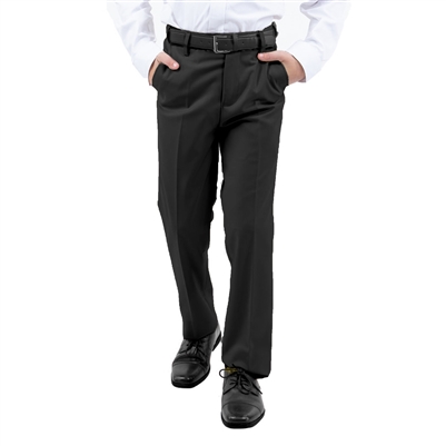 Wholesale Toddler Boys Uniform Dress Pants in Black with Belt - 24 Pants Per Case