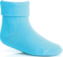 Wholesale Children's Triple Roll Socks in Turquoise Uniform Socks in Turquoise