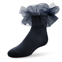 Wholesale Girls Tutu Ruffle Socks in Navy