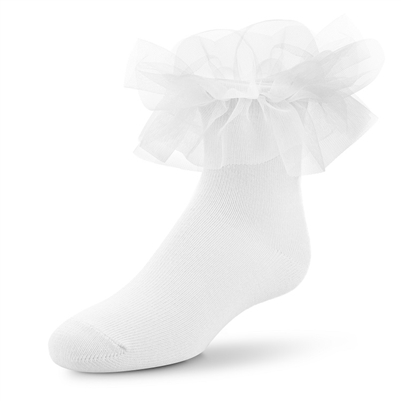 Wholesale Girls Tutu Ruffle Socks in White