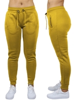 Wholesale Women's Fleece Jogger Sweatpants - Mustard