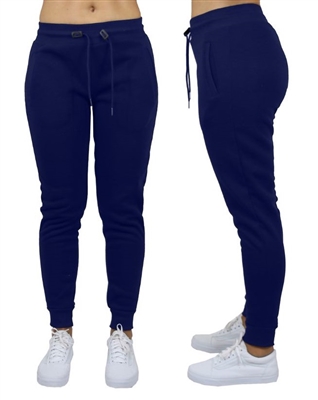 Wholesale Women's Fleece Jogger Sweatpants - Navy