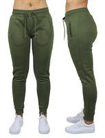Wholesale Women's Fleece Jogger Sweatpants - Olive