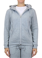 Wholesale Womens Full Zip Fleece-Lined Hoodie - Heather Grey