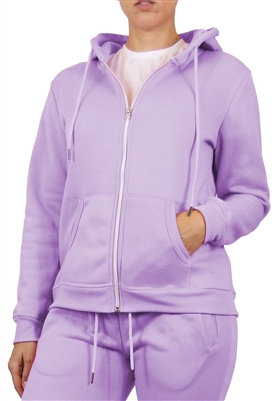 Wholesale Womens Full Zip Fleece-Lined Hoodie - Lavender