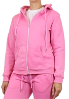 Wholesale Womens Full Zip Fleece-Lined Hoodie - Pink
