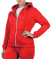 Wholesale Womens Full Zip Fleece-Lined Hoodie - Red
