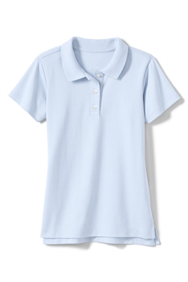 Wholesale Girls Short Sleeve School Uniform Polo Shirt Light Blue
