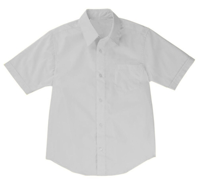 Boys Short Sleeve Dress Shirt School Uniform in White