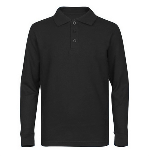 Wholesale Boys Long Sleeve School Uniform Polo Shirt in Black ...