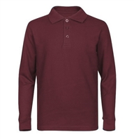 Wholesale Boys Long Sleeve School Uniform Polo Shirt Burgundy