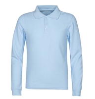 Wholesale Boys Long Sleeve School Uniform Polo Shirt Light Blue