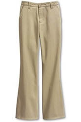 Wholesale Girl's School Uniform Stretch Straight Pants in Khaki   by Size