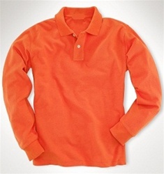 Wholesale Girls Long Sleeve School Uniform Polo Shirt Orange
