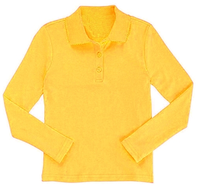 Wholesale Girls Long Sleeve Knit Polo in Gold