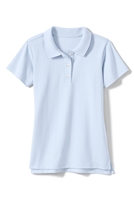 Wholesale Girls Short Sleeve Jersey Knit Polo in Light Blue