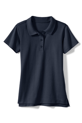 Wholesale Girls Short Sleeve Jersey Knit Polo in Navy