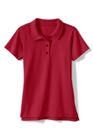 Wholesale Girls Short Sleeve Jersey Knit Polo in Red