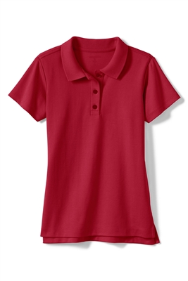 Wholesale Girls Short Sleeve Jersey Knit Polo in Red