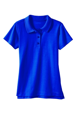 Wholesale Girls School Uniform Short Sleeve Jersey Knit Polo Shirt in Royal Blue