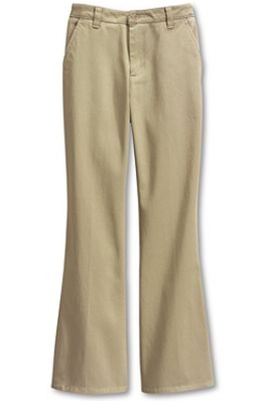 Flared Adjustable Waist Uniform Pants in Khaki